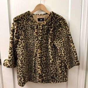 H&M Faux Fur Leopard Coat - Size 8